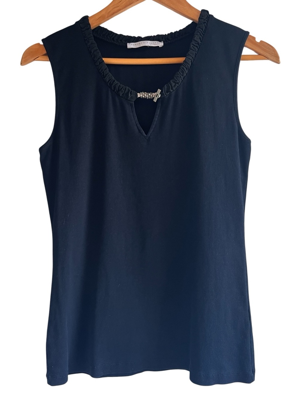Fabiana Filippi ribbed sleeveless tank top with embellished neck good condition